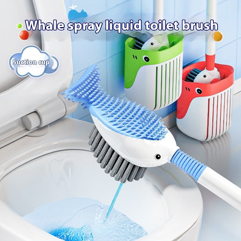 Squirt Whale Toilet Brush 360-Degree Cleaning Brush With Silicone Head Hanging Hole Design Wall-mounted Toilet Brush