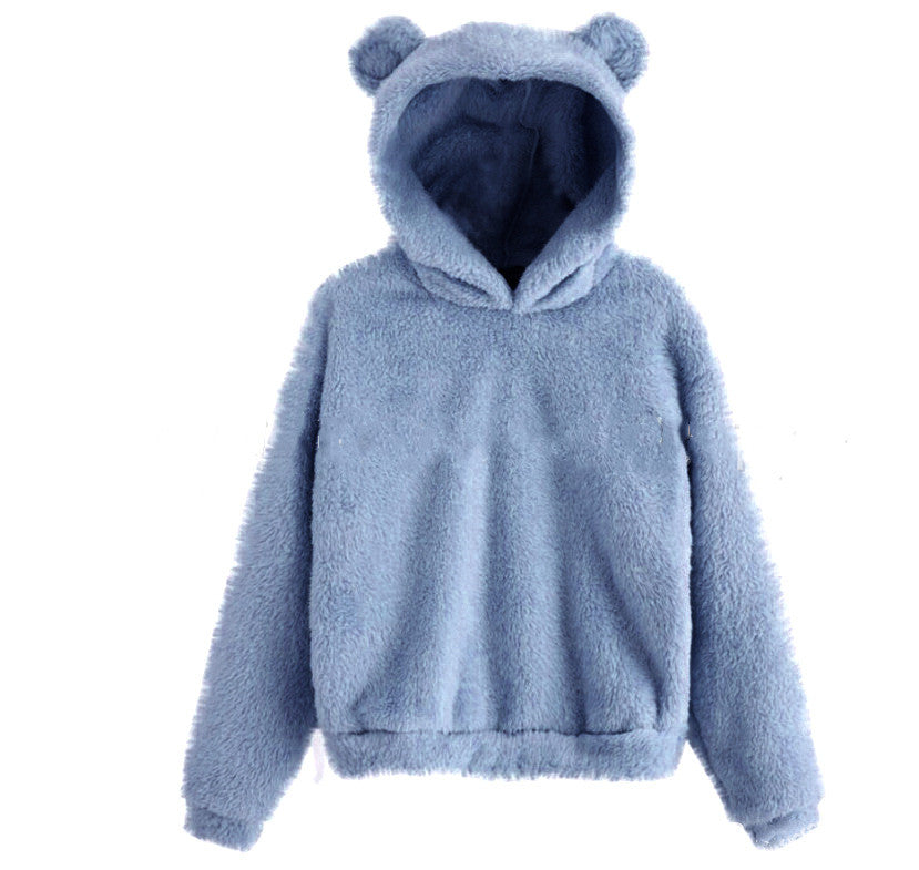 New Fluffy Rabbit Ears Hooded Warm Sweater Sweater