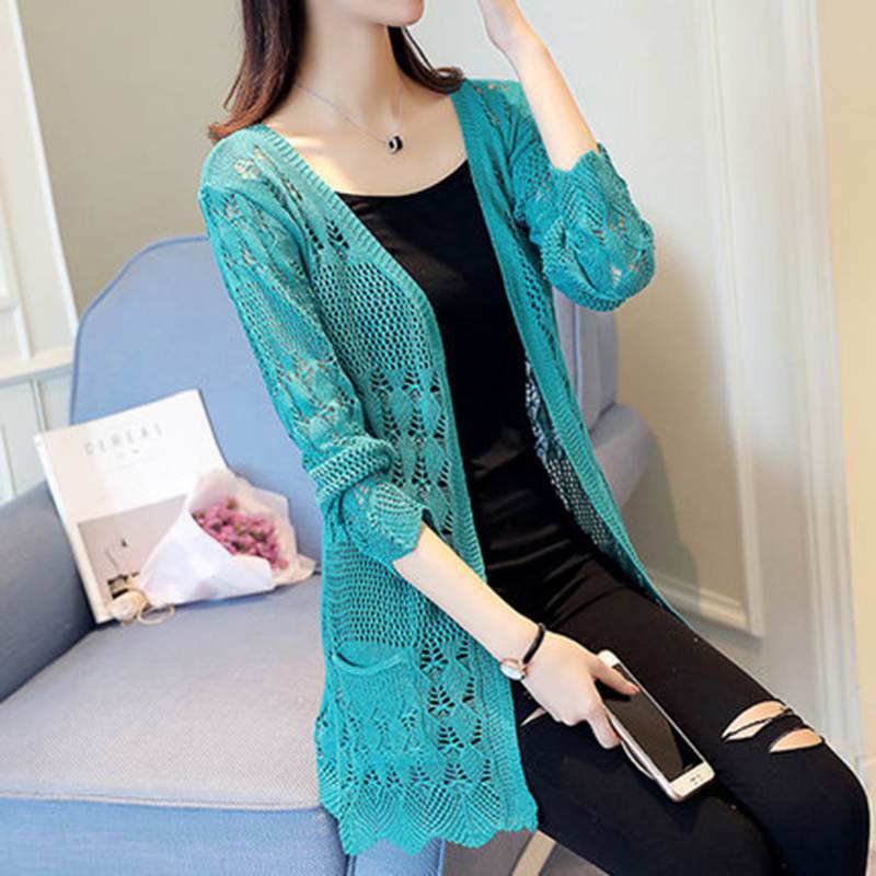Hollow-out Thin Cardigan Loose Shawl Knitwear