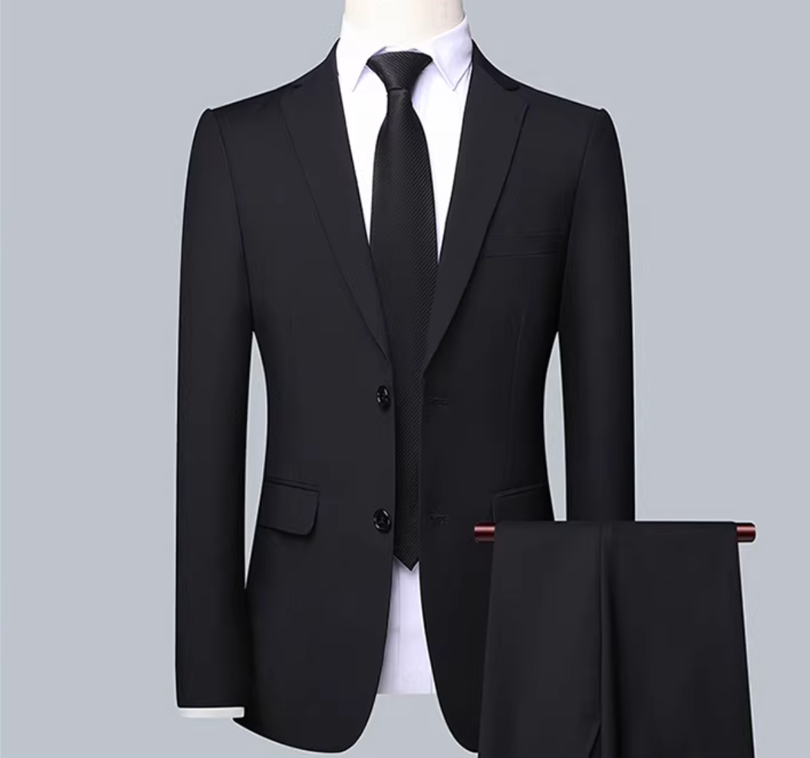 Suit suit-top coat + trousers-black-4XL-polyester fiber + viscose fiber-1 set