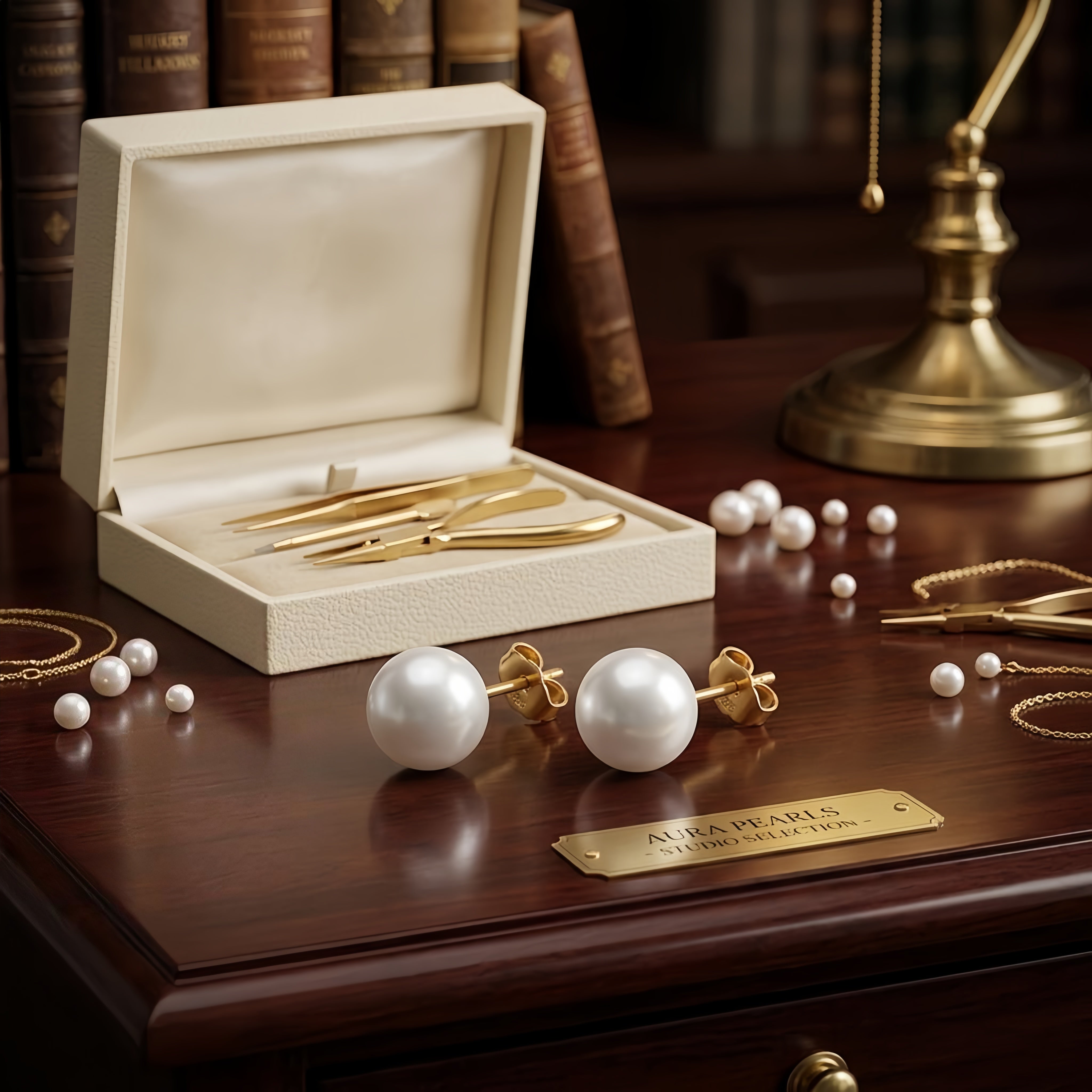 925 Sterling Silver Elegant Round White Pearl Stud Earrings with S925 Sterling Silver Posts for Timeless Sophistication