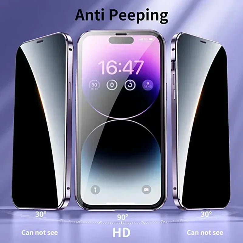 360 Β° Full Protection Metal Magnetic Double-Sided Glass Snap Lock Privacy Case For iPhone 17 16 15 14 Plus 13 12 11 Pro Max 16E