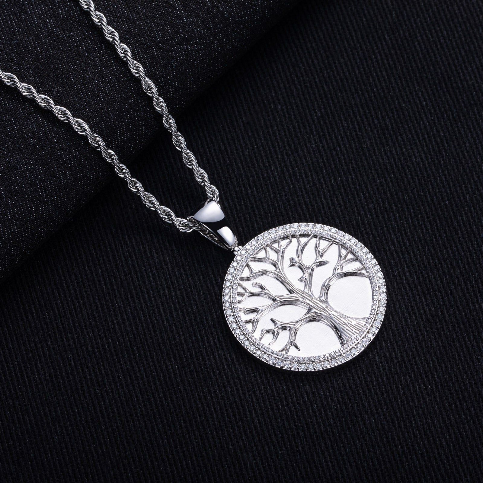 Minimalist Light-Luxury Copper Pendant With Diamonds Christmas Tree Design