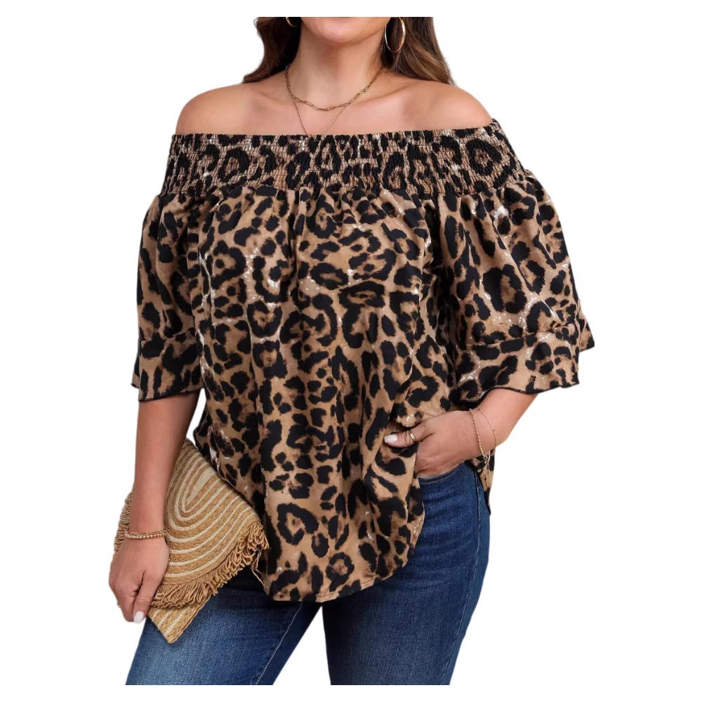 Womens Loose-fit Leopard-print Shirt
