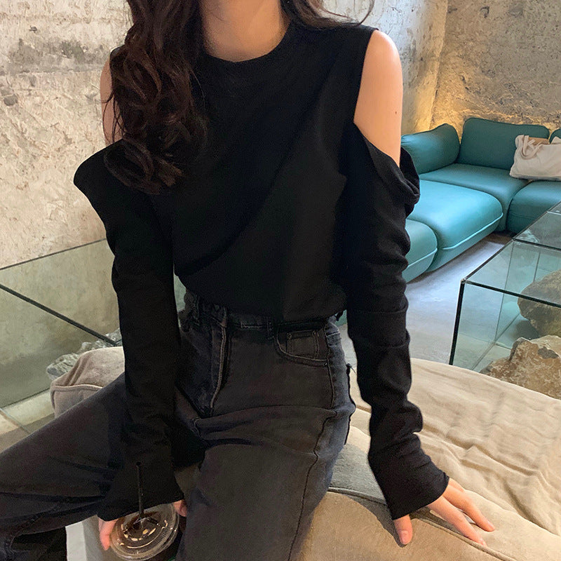 Niche, Designer-style Off-shoulder Long-sleeve T-shirt Womens Top