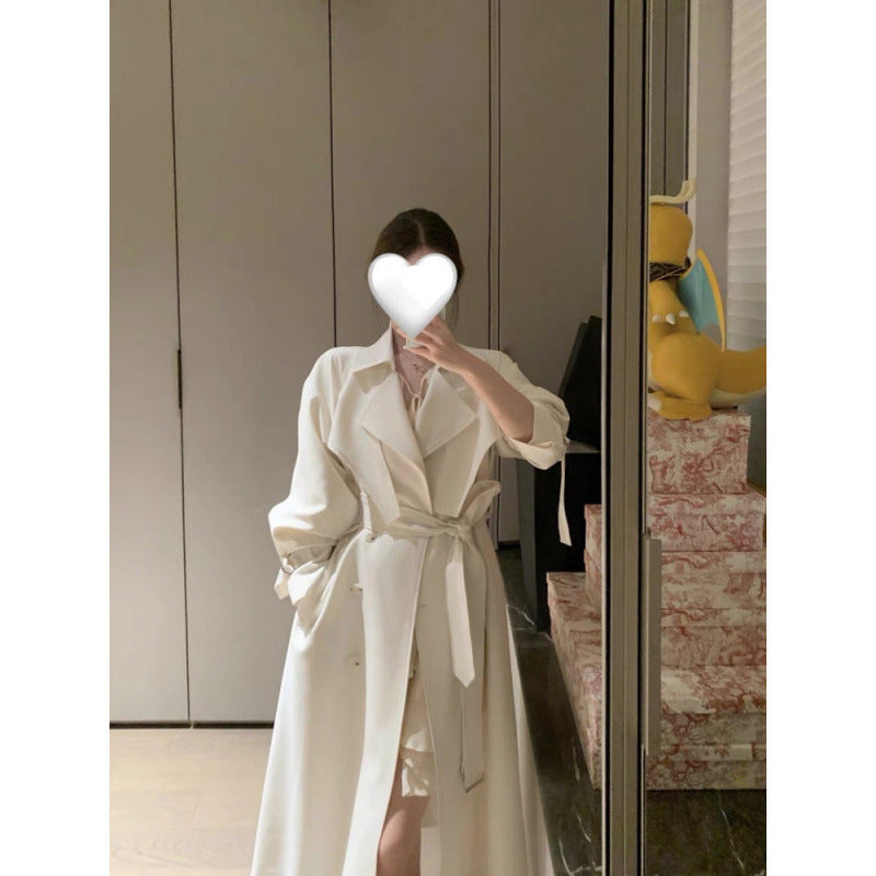 White Trench Coat Women's Long British-style