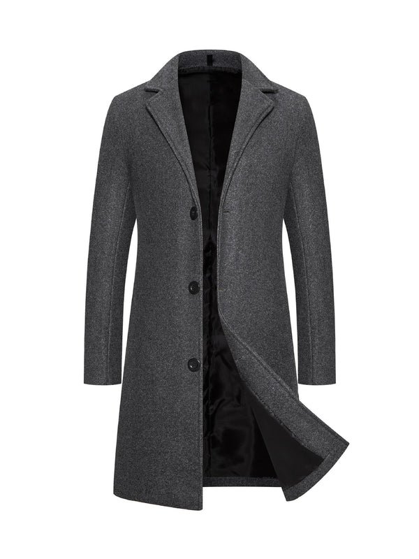Men's Wool Mid-length Thickened Trench Coat