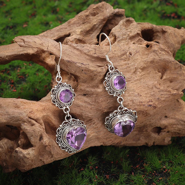 Purple Turquoise Earrings Ethnic Style Bohemian Flair Unique Personality