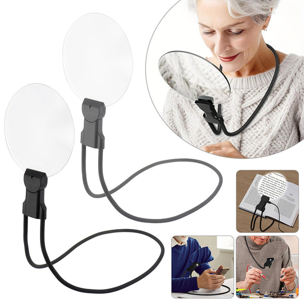 5X Magnifying Glass With A 4.33-inch Lens 5x Magnifier Hands-Free Adjustable Stand-Neckwear Magnifier For Seniors, Low Vision, Reading, Sewing