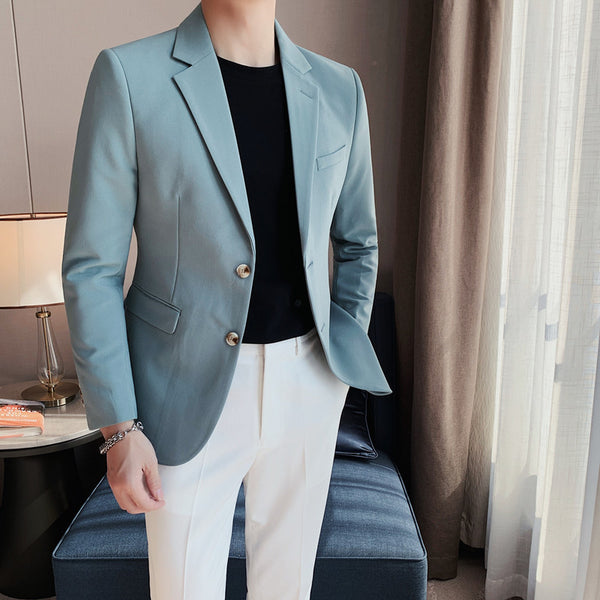 Mens Simple Sophisticated Casual Single-Breasted Two-Button Suit