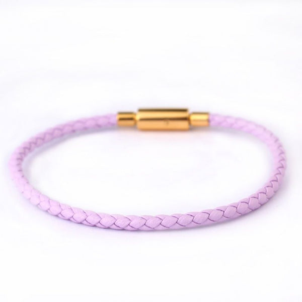 3.0mm Stainless Steel Leather Cord Bracelet With A Single Buckle And Wear-resistant Edging