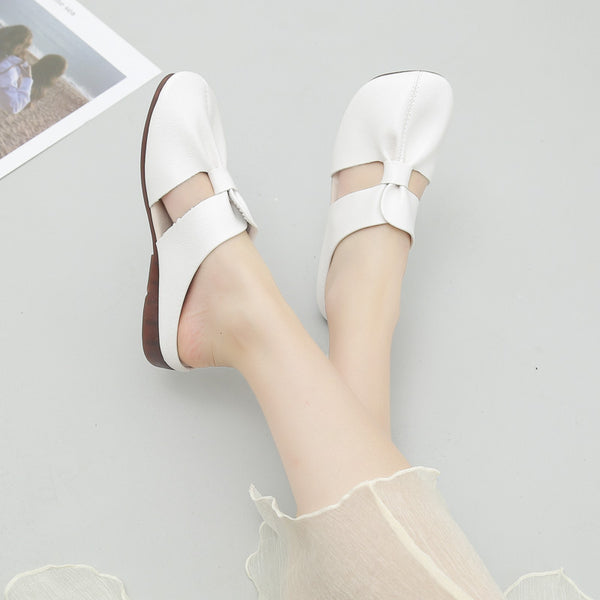 Flat-Soled Soft-Soled Lazy Casual Closed-Toe Half Slippers Mother Shoes