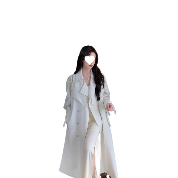 White Trench Coat Women's Long British-style