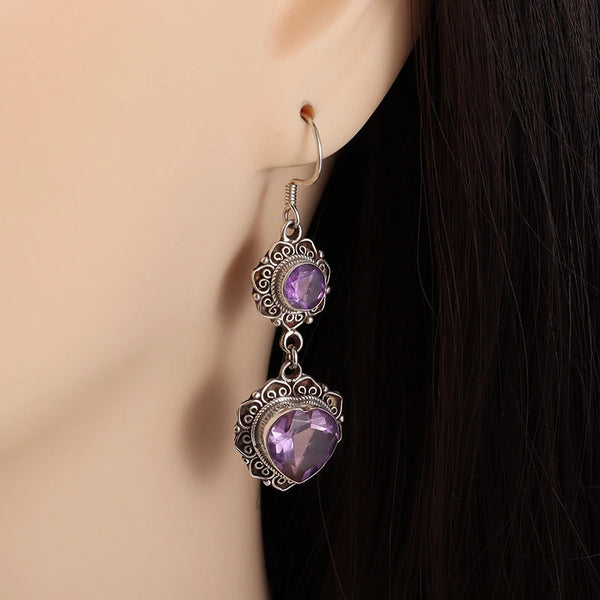Purple Turquoise Earrings Ethnic Style Bohemian Flair Unique Personality