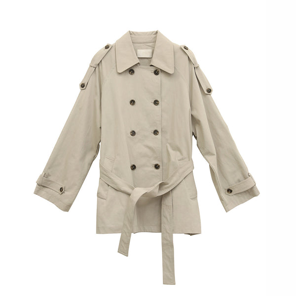 Womens Fashion Double-Breasted Lapel Mid-Length Trench Coat