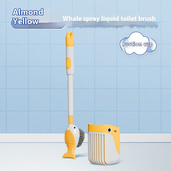 Squirt Whale Toilet Brush 360-Degree Cleaning Brush With Silicone Head Hanging Hole Design Wall-mounted Toilet Brush