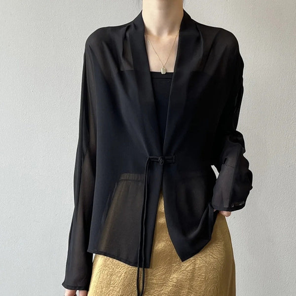 Chinese-style Sun-protective Solid-color Panel-button Flutter Sleeves