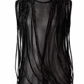 Sheer Mesh Fringe Detail Sleeveless Tank