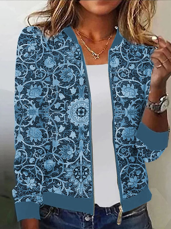 Printed Womens Top Baseball Uniform Flight Jacket Outerwear
