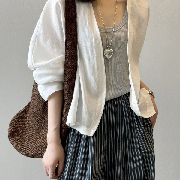 Retro Cotton-Feel Womens Thin Loose-Fit Sun-Protective Top