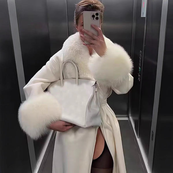 New Winter Womens Solid-color Fluffy Warm Coat