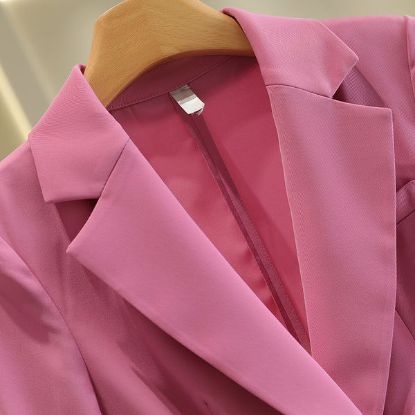 Solid-color Three-quarter-sleeve Casual Blazer For Women
