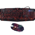 J10 tricolor backlight wired gaming keyboard set colorful luminous gaming mouse keyboard Russian keyboard