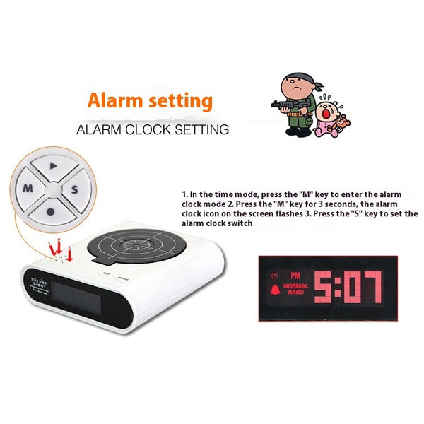 Electronics Desk Clock Digital Gun Alarm Clock Gadget Target Laser Shoot For Children's Alarm Clock Table Awakening