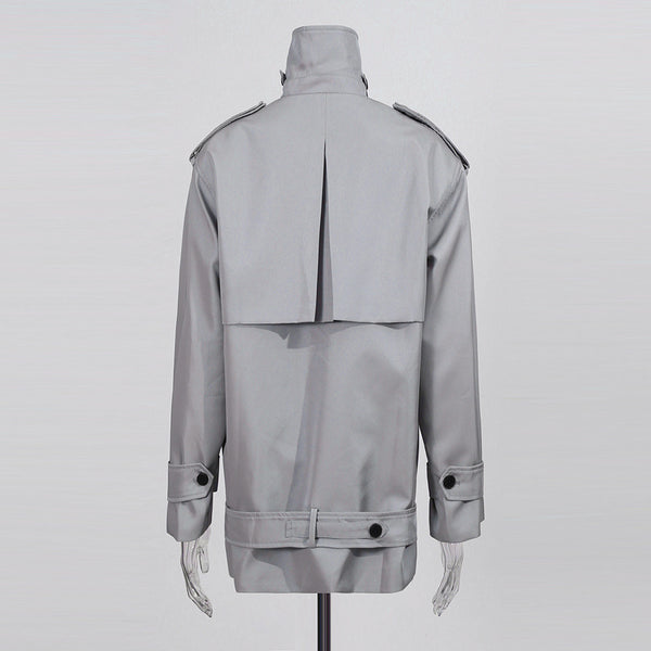 Womens Stylish Double-breasted Cropped Trench Coat