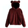 New Fluffy Rabbit Ears Hooded Warm Sweater Sweater