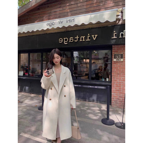 Stylish, Western-style Double-faced Wool Coat For Women