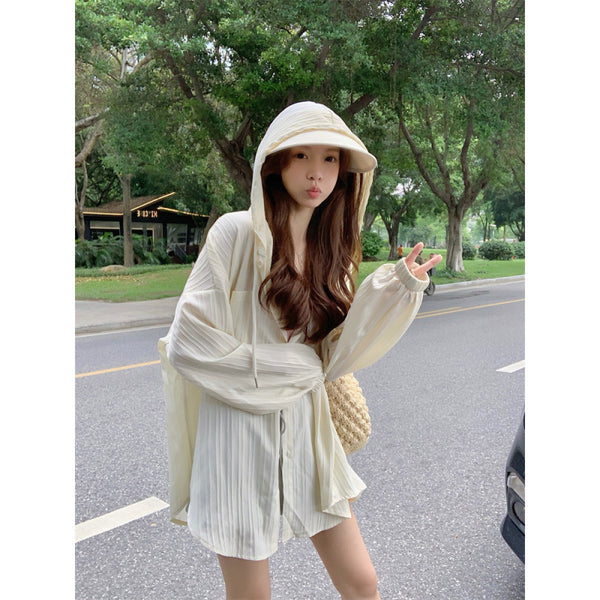 SpringSummer All-Match Mid-Length Loose Cardigan With Hood