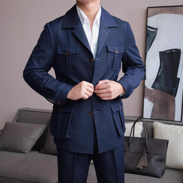 Crew-neck Hunting-style Casual Business Jacket
