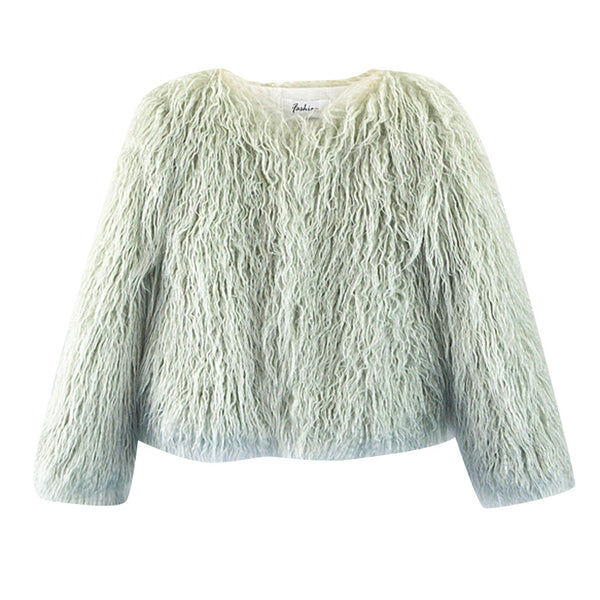 Women's Solid Color Short Faux Shearling Fur Coat