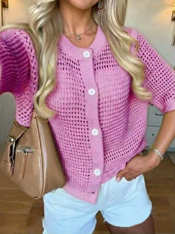 Women's Solid-color Cardigan Sweater Top
