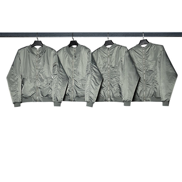 American-style High-street Loose-fit Solid-color Streetwear Bomber Jacket