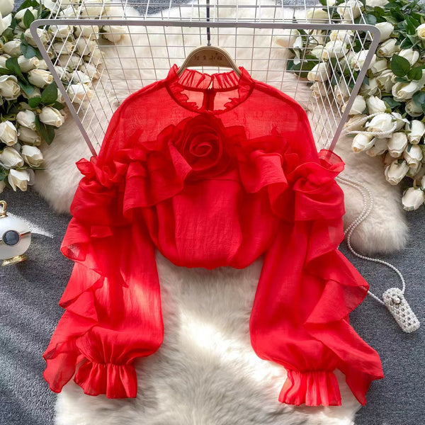Women's Irregular Floral Fashionable Casual Shirt
