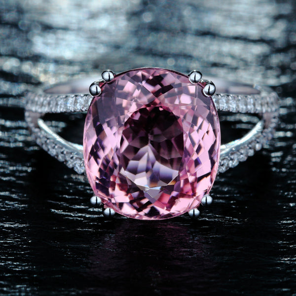 New European  American Fashion Engagement Ring,  Tourmaline Inlaid Jewelry