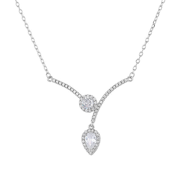 Micro Inlaid Zircon Water Drop V-shaped Necklace Niche High Sense