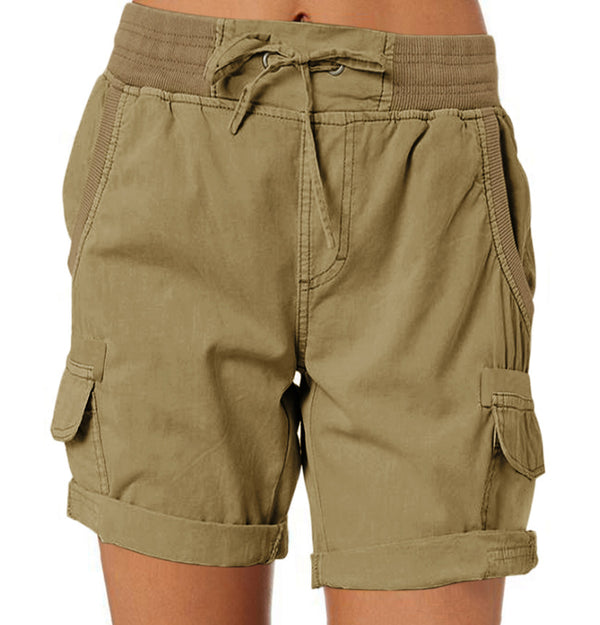 Women's Cargo Shorts With Pockets Casual High Waist Drawstring Pants