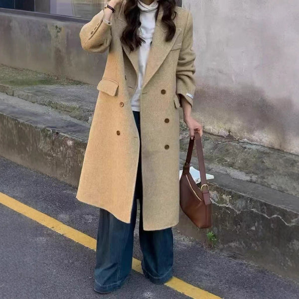 Above-the-knee Long Double-faced Wool Coat For Women