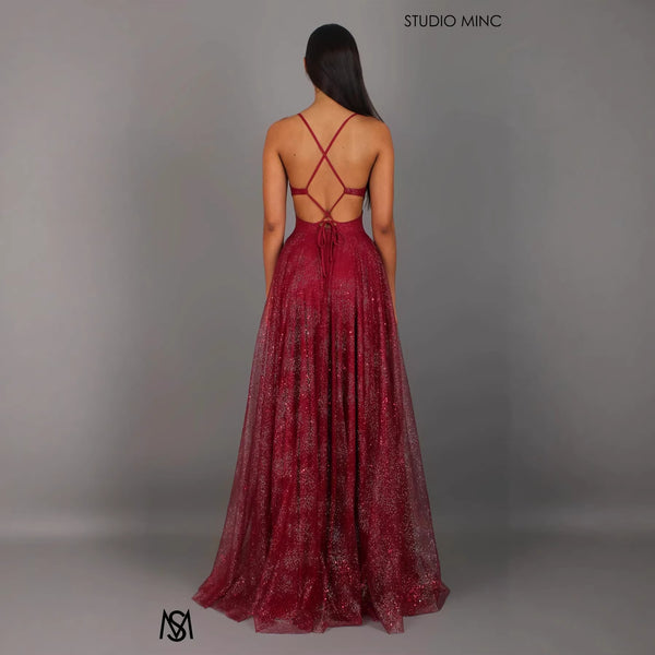 Elegant Womens V-neck Sleeveless Strapless Dress With A Flared Hem High Waist Split Women Long Dresses Party Dress