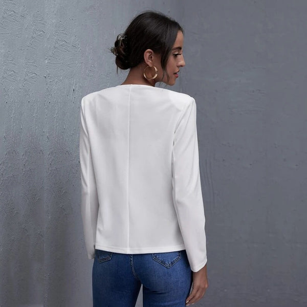 Womens Casual Short Solid-color Jacket
