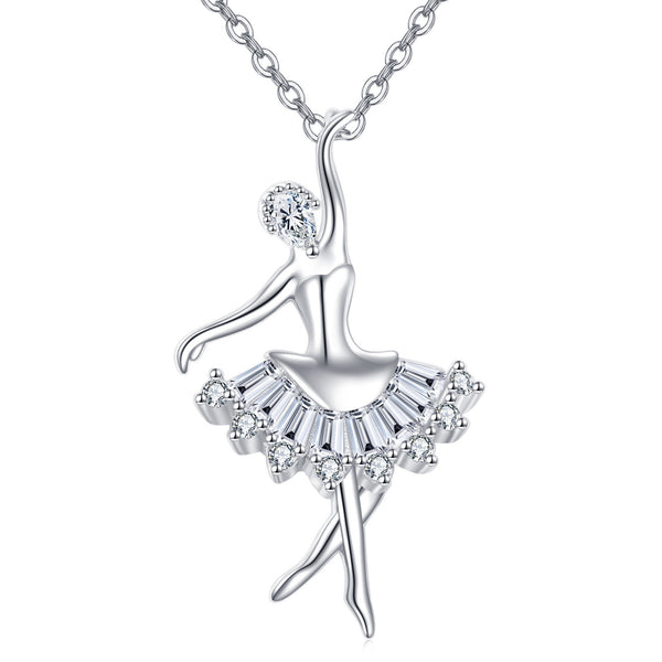 925 Sterling Silver Elegant Ballerina Moissanite Pendant Necklace – Graceful Dance Of Sparkling Gems