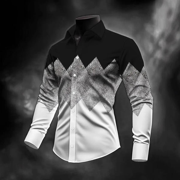Fashionable Casual Printed Long-Sleeve Mens Shirt