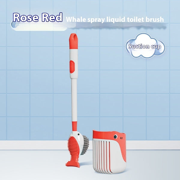 Squirt Whale Toilet Brush 360-Degree Cleaning Brush With Silicone Head Hanging Hole Design Wall-mounted Toilet Brush