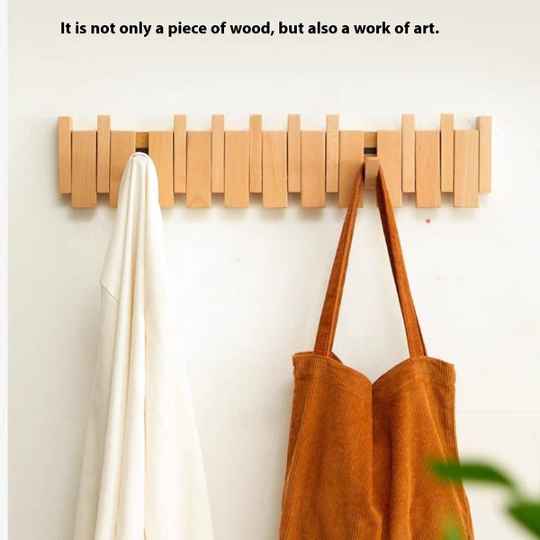 Wall Mounted Wood Coat Racks With 8 Hooks Art Entry Door Porch Hanging Hook Piano Key Shaped Clothes Hook Home Decor
