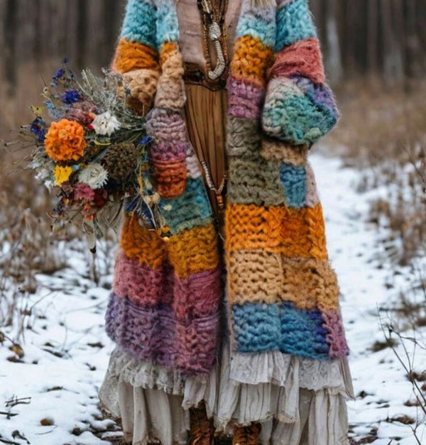 Rainbow-print Womens Hooded Dress-cape
