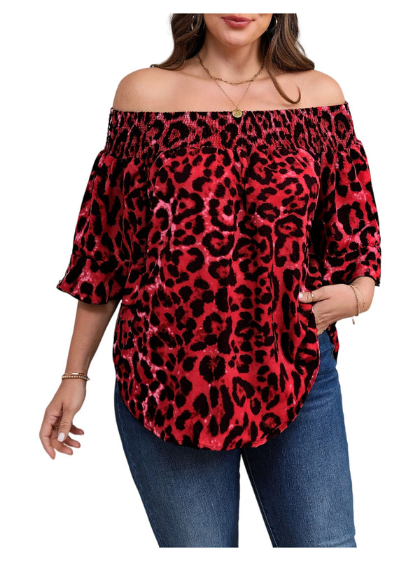 Womens Loose-fit Leopard-print Shirt