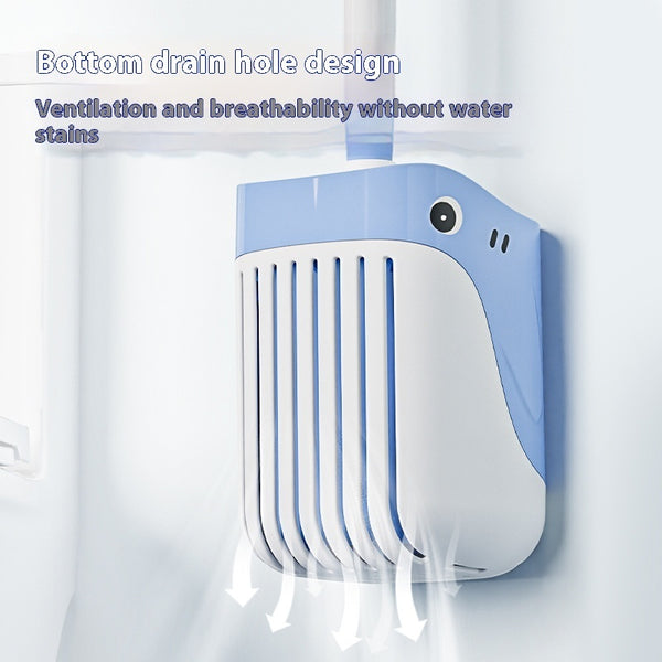 Squirt Whale Toilet Brush 360-Degree Cleaning Brush With Silicone Head Hanging Hole Design Wall-mounted Toilet Brush